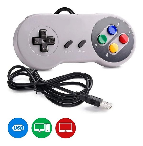 Controle Joystick Usb Super Nintendo Snes Nes Manete Retro