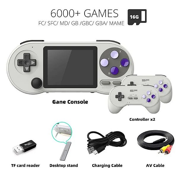 Console de jogos portátil sf2000, console de jogos retrô ips de 3 es