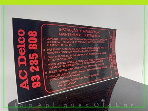 Adesivo Fram Filtro de ar Ac Delco 93 235 808 -  D10, D20