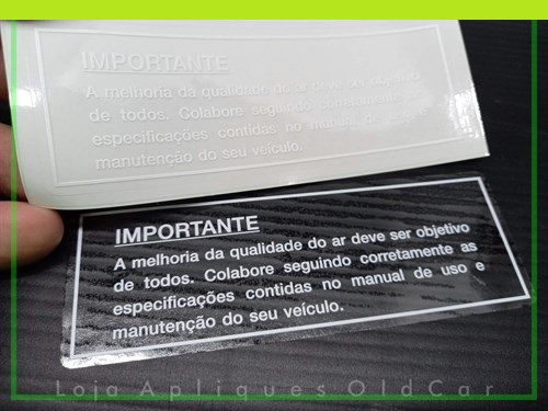 Adesivo Qualidade do ar Linha Fiat (colagem Interna Para-brisa)