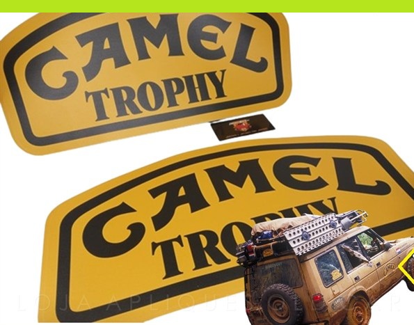 PAR ADESIVOS CAMEL TROPHY / DECORATIVO PARA CARROS 4X4 EXPEDIÇÃO E TRILHA / JIPE, DEFENDER, RURAL, GURGEL, F75, JEEP, WILLYS