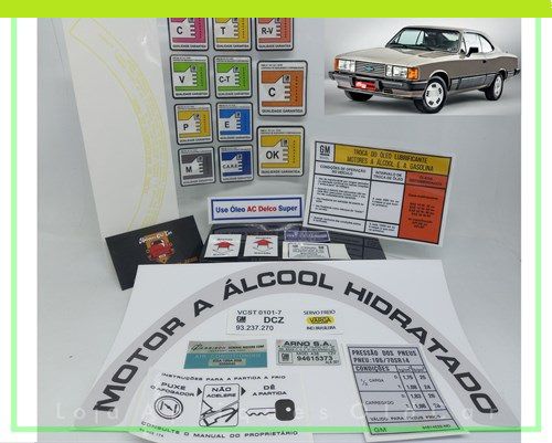 Kit Adesivos Opala e Caravan 81 a 87 - Álcool (motor Amarelo 4cil ou 6cil)