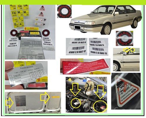 Kit Adesivos Versailles e Royale / Kit Completo de Selos Informativos Ford / Cofre, Motor, Vidros e Lataria