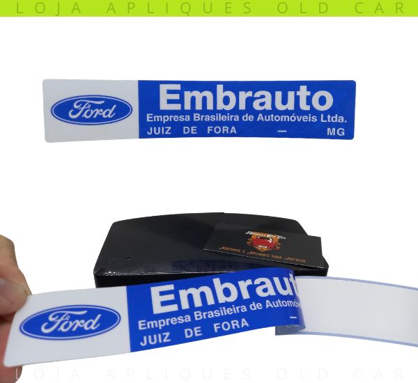 ADESIVO CONCESSIONÁRIA FORD - EMBRAUTO JUIZ DE FORA - MG / REVERSO - COLAGEM INTERNA NO VIDRO