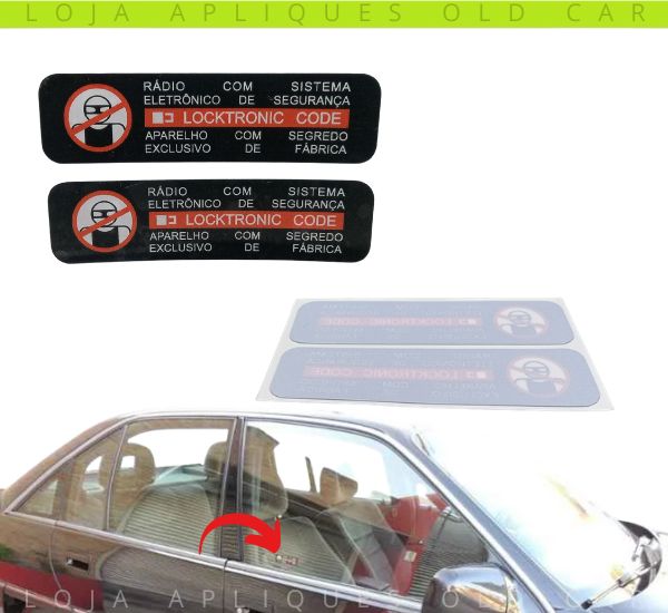 ADESIVOS RÁDIO LOCKTRONIC GM / PAR DE SELOS DO SISTEMA ELETRÔNICO DE SEGURANÇA