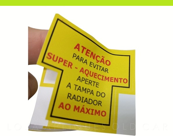 ADESIVO ATENÇÃO SUPER-AQUECIMENTO / INFORMATIVO TAMPA RADIADOR LINHA FORD