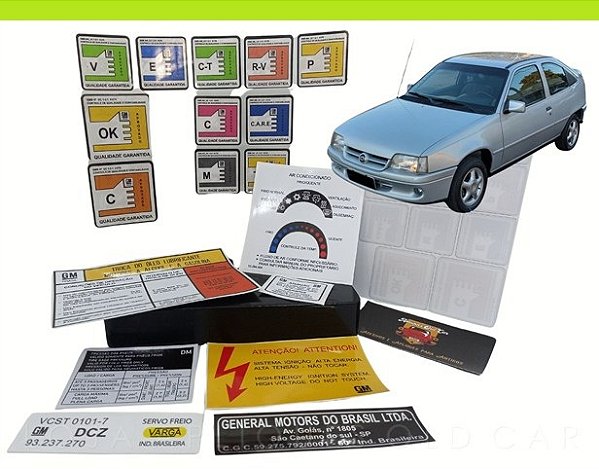 KIT ADESIVOS KADETT E IPANEMA 96 a 98 / SELOS DO COFRE, FRENTE, VIDROS E PARA-BRISA