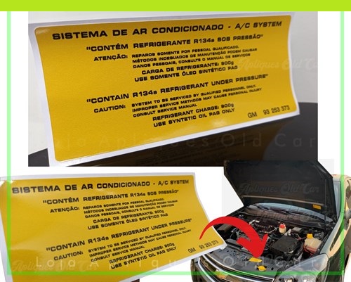 Adesivo Sistema de ar Condicionado R134a / Gás Refrigerante 900g / Padrão Linha Gm
