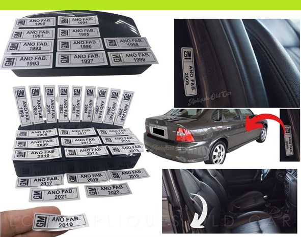 ADESIVO ANO DE FABRICAÇÃO CHEVROLET / SELO INDICAÇÃO DO ANO DE PRODUÇÃO / PADRÃO DE ÉPOCA