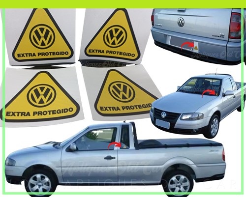 ADESIVO EXTRA PROTEGIDO VOLKSWAGEN SAVEIRO G3, G4 / KIT COM 4 ADESIVOS