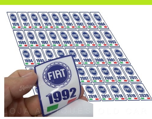 ADESIVO ANO DE FABRICAÇÃO FIAT / COLAGEM INTERNA 1976 A 2020