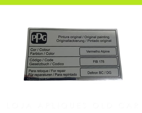 ADESIVO VERMELHO ALPINE FIB 178 / PPG COR PINTURA LINHA FIAT / SELO DA LATARIA