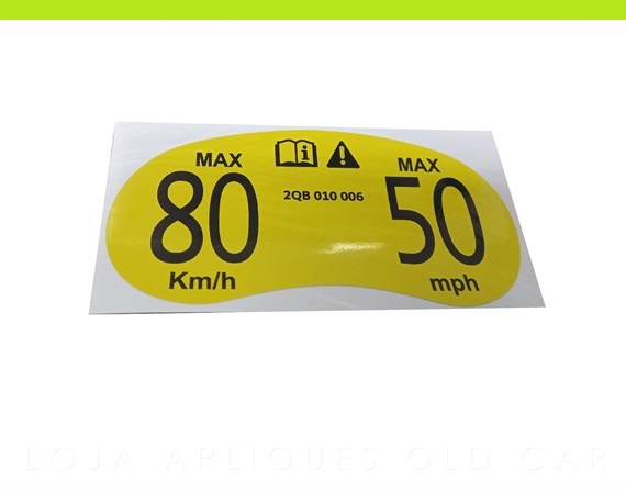 ADESIVO DA RODA ESTEPE MAX 80KM E 50MPH / SELO INDICATIVO DE VELOCIDADE MÁXIMA