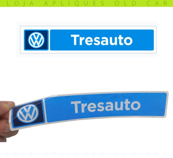 ADESIVO CONCESSIONÁRIA VOLKSWAGEN TRESAUTO / ADESIVO DECORATIVO DE ÉPOCA