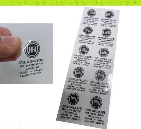 ADESIVOS DECALQUE VIDROS FIAT TRANSPARÊNCIA 75% / LOGO MODERNO / KIT COM 10 SELOS