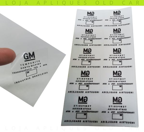 ADESIVOS DECALQUE VIDROS GM TEMPERITE SANTA MARINA  / TRANSPARÊNCIA 75% A 95% / KIT COM 10 SELOS
