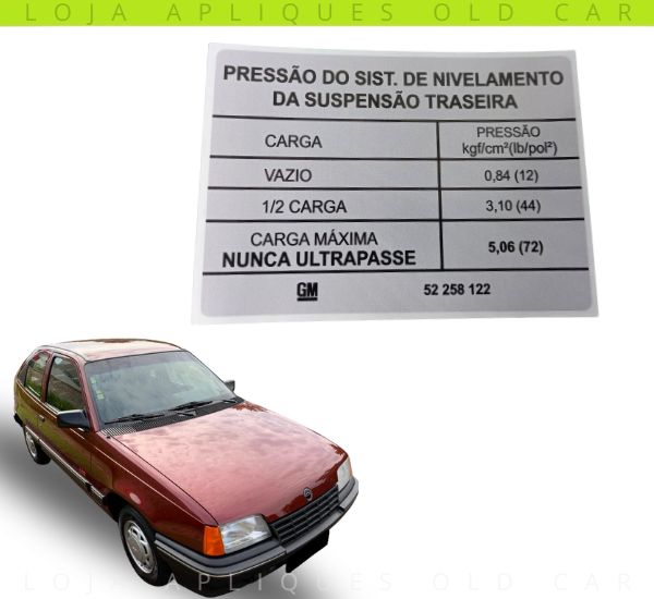 ADESIVO PRESSÃO SISTEMA DE NIVELAMENTO DA SUSPENSÃO TRASEIRA / KADETT SLE, GLS, GS, GSI