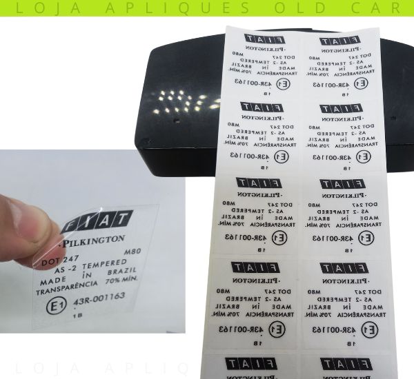 SELOS TRANSPARENTE DECALQUE VIDROS FIAT PILKINGTON / SELO INDICAÇÃO TRANSPARÊCIA 70%