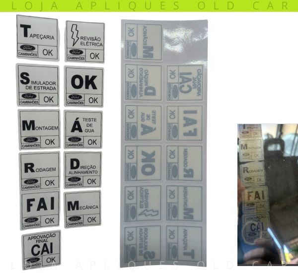 ADESIVOS SELOS OK CONTROLE DE QUALIDADE CAMINHÕES FORD / COLAGEM PARA-BRISA