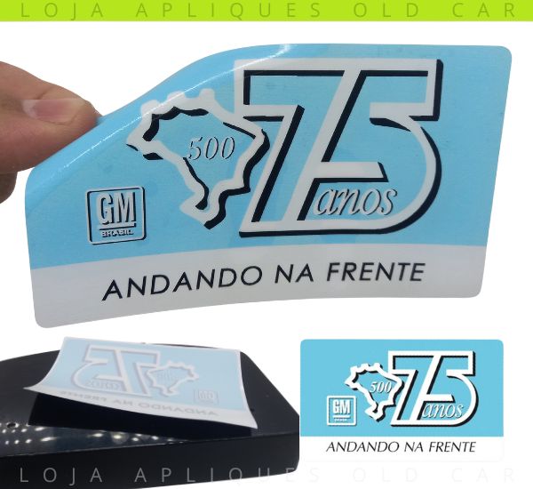 ADESIVO CHEVROLET 75 ANOS ANDANDO NA FRENTE / DECORATIVO CAMPANHA DE ÉPOCA GM