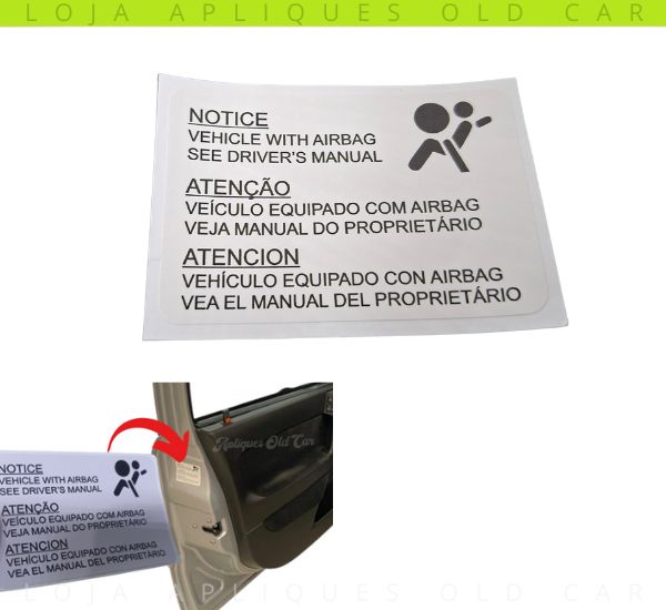 ADESIVO VEÍCULO EQUIPADO COM AIRBAG / COLUNA DE PORTA / ASTRA E VECTRA