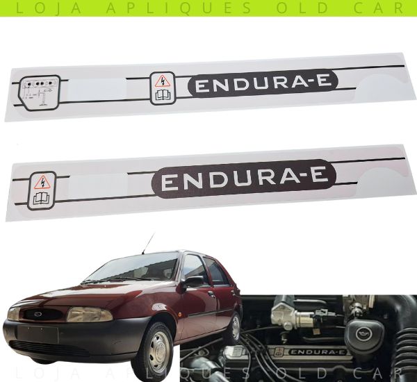 ADESIVO ENDURA-E TAMPA DE VÁLVULAS FORD FIESTA / ADESIVO DO EMBLEMA ESCRITO ENDURA-E / VINIL ALTA TEMPERATURA