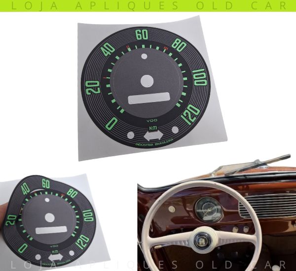ADESIVO VELOCÍMETRO PAINEL FUSCA 1200 / MARCAÇÃO ATÉ 120KM / APLIQUE PARA RESTAURAÇÃO