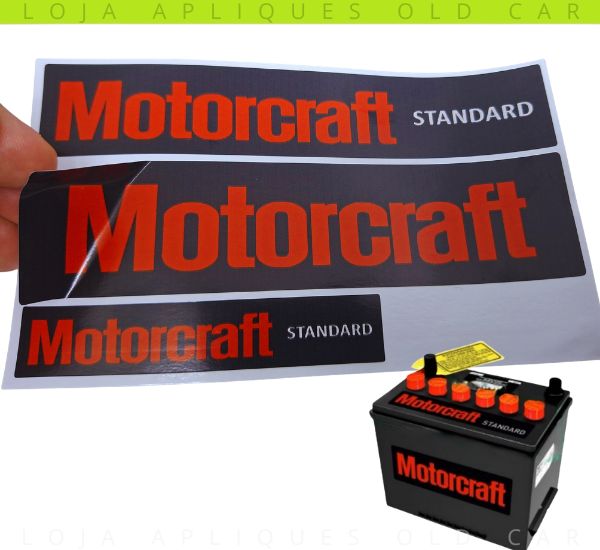 KIT ADESIVOS MOTORCRAFT PARA CAPA DE BATERIA / DECORATIVO DE ÉPOCA LINHA FORD DÉCADA DE 70, 80 E 90