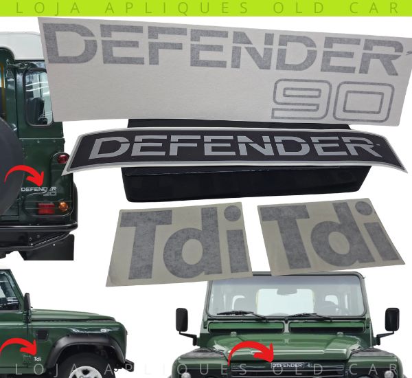 ADESIVOS PARA LATARIA DEFENDER 90 /  KIT 4 ADESIVOS EMBLEMAS PARA APLICAÇÃO / FRENTE, LATERAIS E TRASEIRA