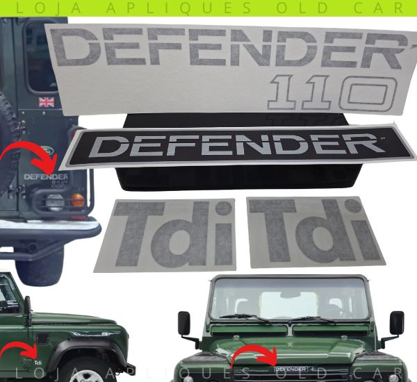 ADESIVOS PARA LATARIA DEFENDER 110 /  KIT 4 ADESIVOS EMBLEMAS PARA APLICAÇÃO / FRENTE, LATERAIS E TRASEIRA