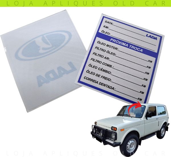 ADESIVO TROCA DE ÓLEO E LUBRIFICANTES LADA / SELO DO PARA-BRISA CONTROLE DE TROCAS FILTRO ÓLEO E LUBRIFICANTES
