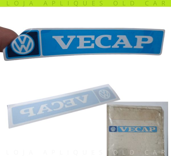 ADESIVO CONCESSIONÁRIA VOLKSWAGEN VECAP / DECORATIVO DE ÉPOCA / 12X2,5CM