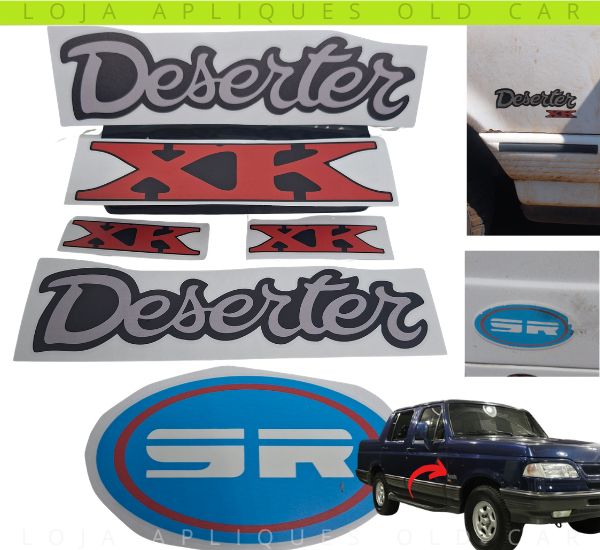 KIT ADESIVOS F1000 SR DESERTER XK / EMBLEMAS CINZA E VERMELHO / ADESIVOS LATARIA / VINIL TRANSPARENTE