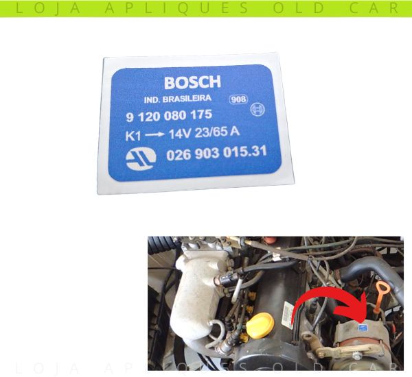 ADESIVO ALTERNADOR BOSCH 65A. SANTANA E QUANTUM 90 A 95 / PADRÃO AUTOLATINA ETIQUETA AZUL