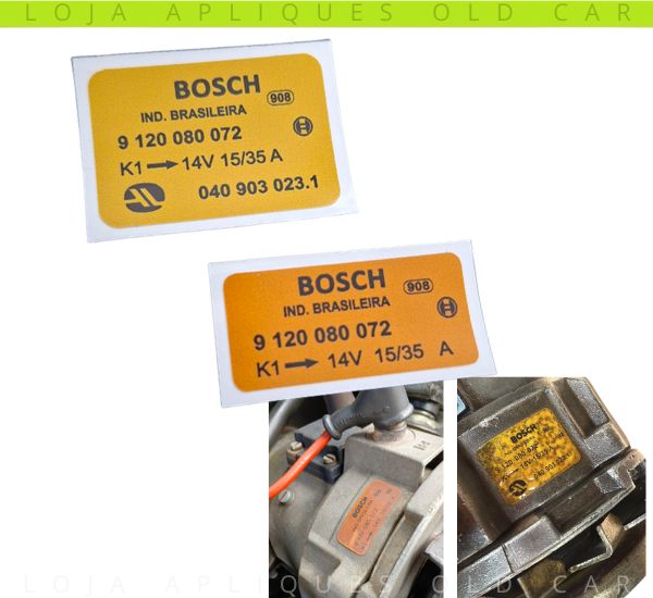 KIT ADESIVOS ALTERNADOR BOSCH FUSCA ITAMAR / ETIQUETAS APLICAÇÃO ALTERNADOR
