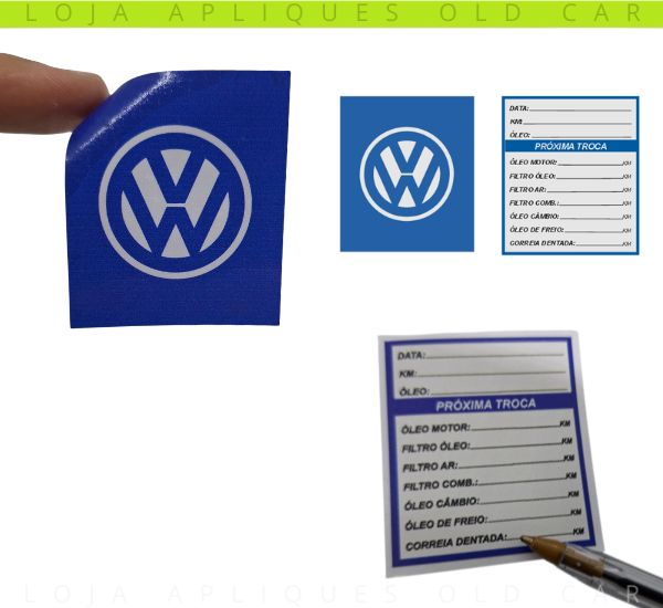 ADESIVO PARA-BRISA VOLKSWAGEN / CONTROLE DA PRÓXIMA TROCA ÓLEO E LUBRIFICANTES / COLAGEM INTERNA