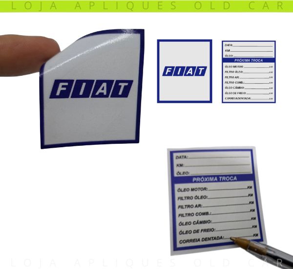 ADESIVO PARA-BRISA FIAT / CONTROLE DA PRÓXIMA TROCA ÓLEO E LUBRIFICANTES / COLAGEM INTERNA