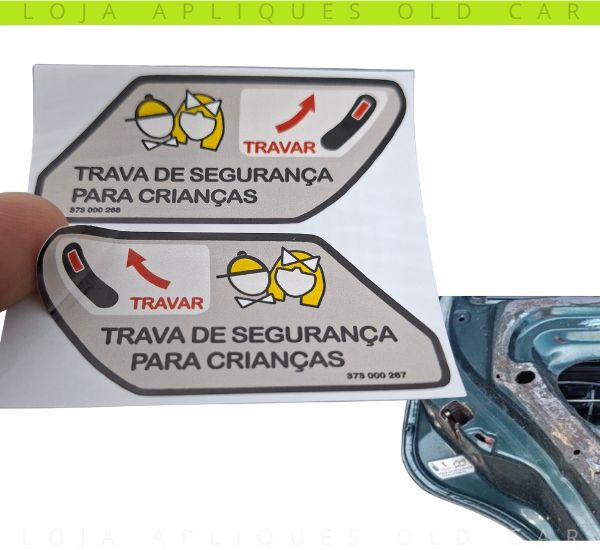 ADESIVO TRAVA DE SEGURANÇA PARA CRIANÇAS / GOL E PARATI G3, G4 / PORTA TRASEIRA