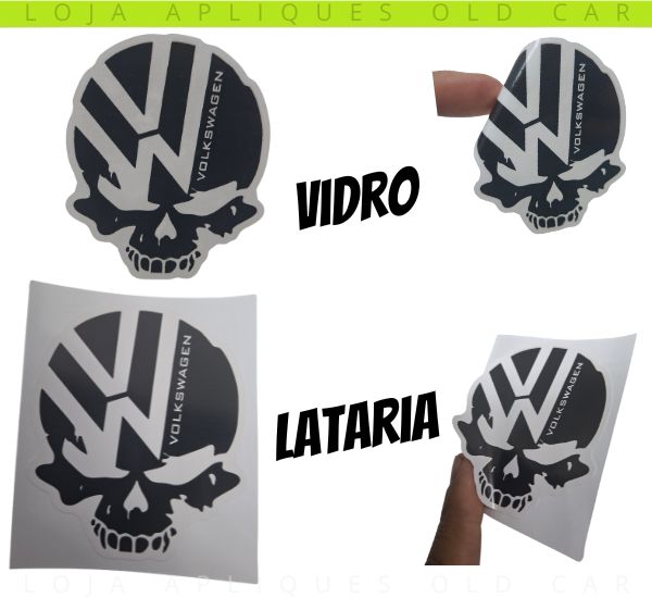 ADESIVO CAVEIRA VOLKSWAGEN / DECORATIVO PARA LINHA VW / COLAGEM VIDRO OU LATARIA