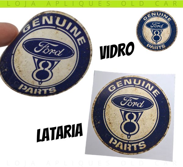 ADESIVO FORD GENUINE PARTS / DECORATIVO DE ÉPOCA ARTE ENVELHECIDA / COLAGEM VIDRO OU LATARIA / 7CM