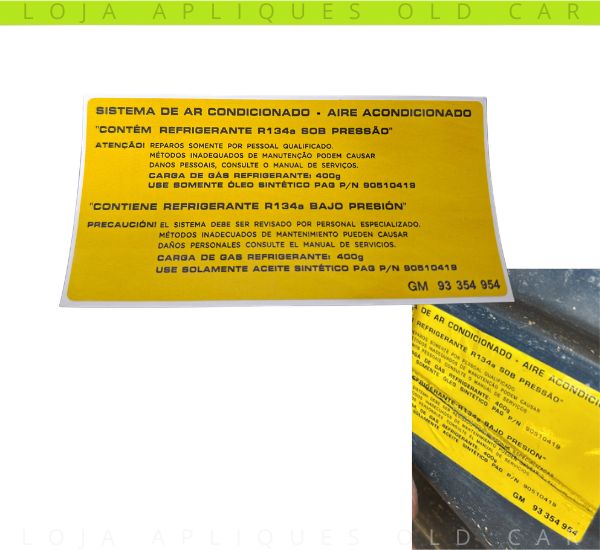ADESIVO SISTEMA DE AR CONDICIONADO GM / INDICAÇÃO DA CARGA 400G