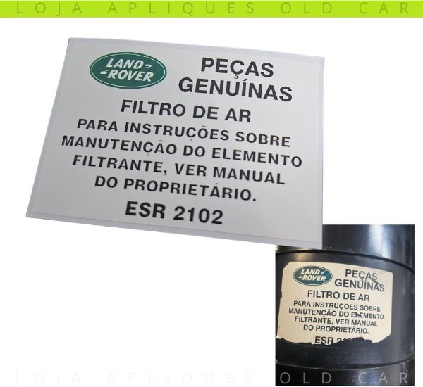 ADESIVO FILTRO DE AR LAND ROVER / SELO INFORMATIVO INSTRUÇÕES SOBRE MANUTENÇÃO / DEFENDER 90, 110, 130