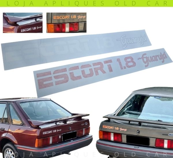 ADESIVO ESCORT 1.8 GUARUJÁ / EMBLEMA DO PORTA MALAS / ESCRITA NO PADRÃO / LARANJA OU BRANCO