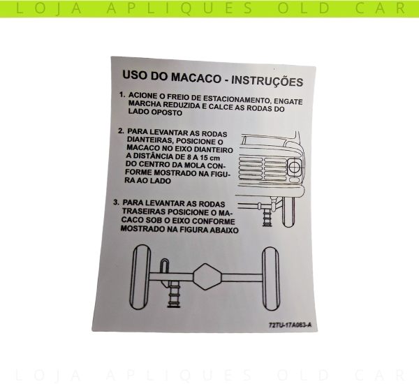 ADESIVO MACACO F1000 / INSTRUÇÕES DE USO E INSTALAÇÃO / COLAGEM CAPO OU LATARIA DA CABINE