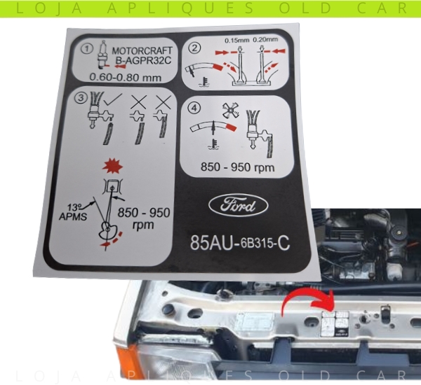 ADESIVO INSTRUÇÕES DE REGULAGEM MOTOR ESCORT CHT / COLAGEM MINI-FRENTE LATARIA PAINEL FRONTAL