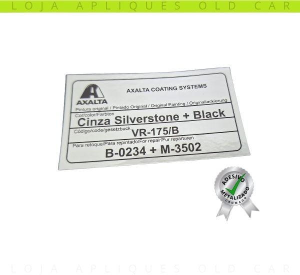 ADESIVO CINZA SILVERSTONE + BLACK / COR PINTURA CARROS FIAT / SELO DA LATARIA