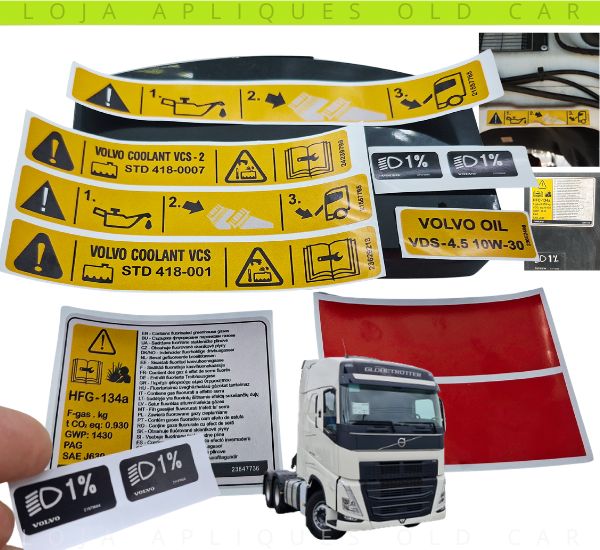 KIT ADESIVOS CABINE VOLVO LINHA FH 4 / KIT 10 SELOS INFORMATIVOS / CABINE E VÃO DE PORTA