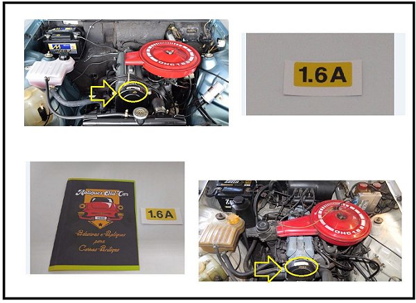 Adesivo 1.6A - Capa Correia Chevette - Adesivo identificação do Motor 1.6 a Álcool