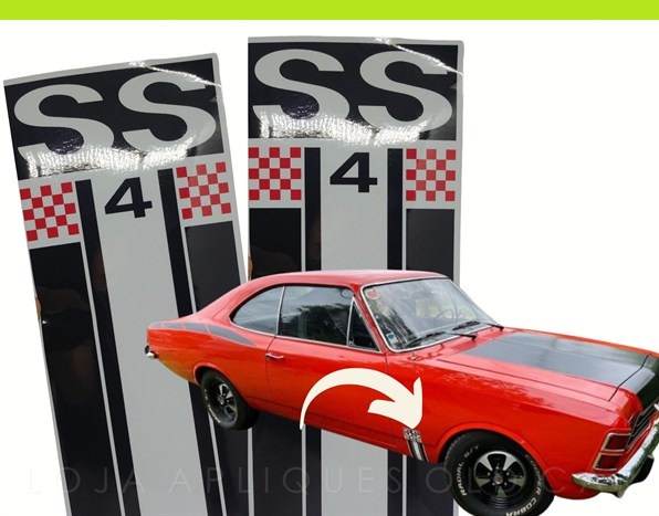 ADESIVOS SS4 OPALA SS 4CIL / PAR ADESIVOS PARA-LAMAS / PADRÃO OPALA SS4 1975 TIGRADO