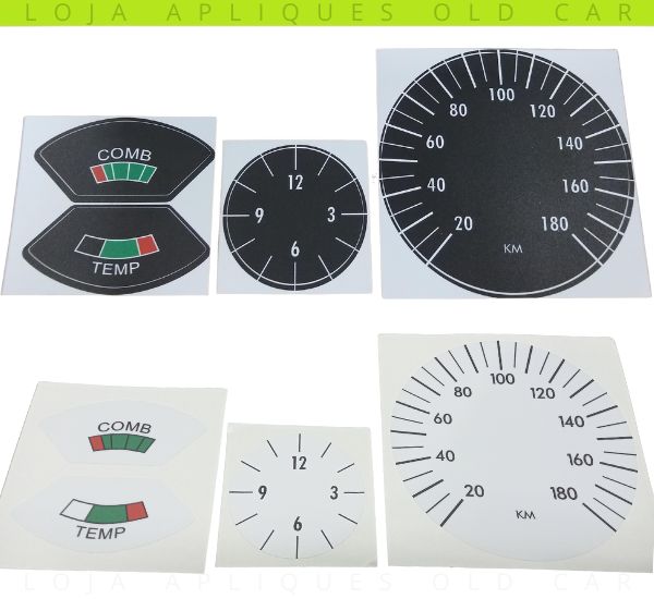 KIT COMPLETO ADESIVOS PAINEL DE INTRUMENTOS OPALA, CARAVAN ATÉ 1980 / KIT DE APLIQUES PARA RESTAURAÇÃO